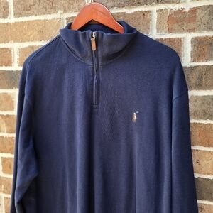 Ralph Lauren Blue Zip Up Sweater with Logo